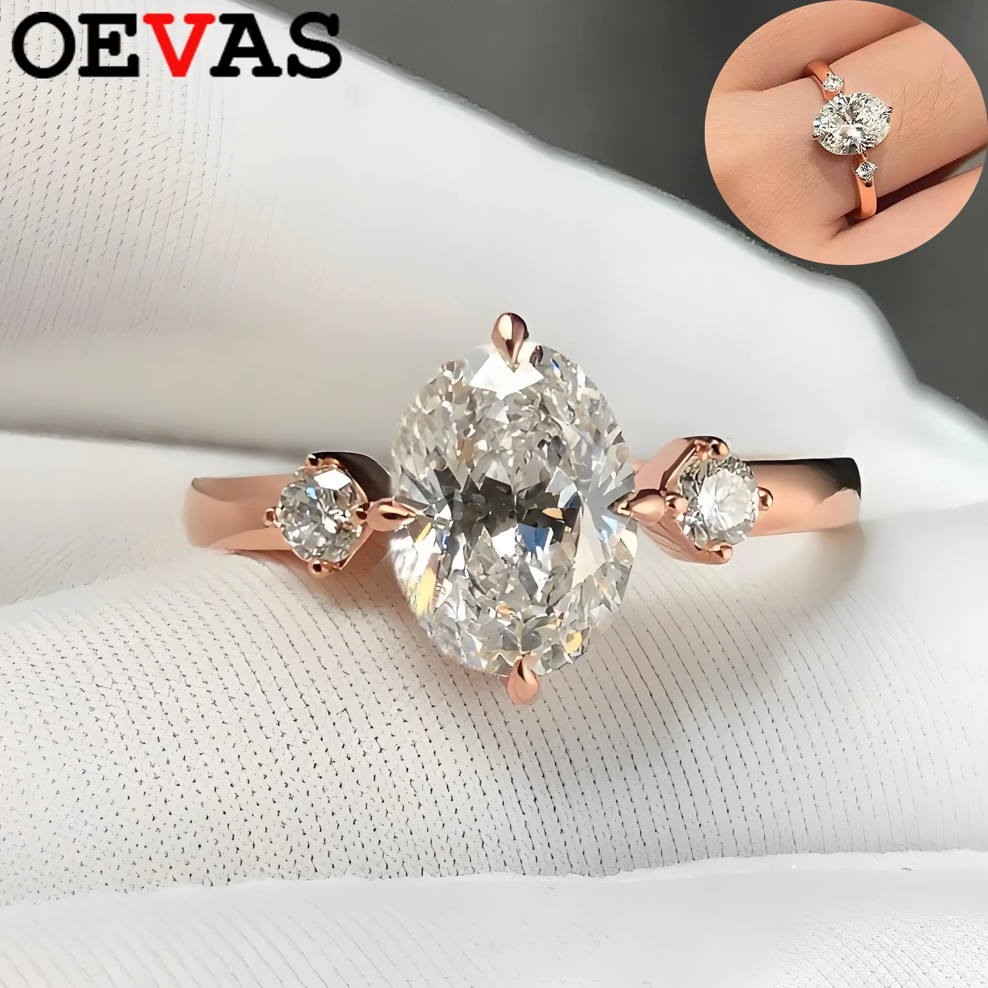 OEVAS Овальное кольцо с муассанитом 2 карата 7x9 мм для женщин, серебро S925, 3 камня, лабораторное бриллиантовое обручальное кольцо, вечерние ювелирные украшения с GRA
OEVAS Овальное кольцо с муассанитом 2 карата 7x9 мм для женщин, серебро S925, 3 камня, лабораторное бриллиантовое обручальное кольцо, вечерние ювелирные украшения с GRA
