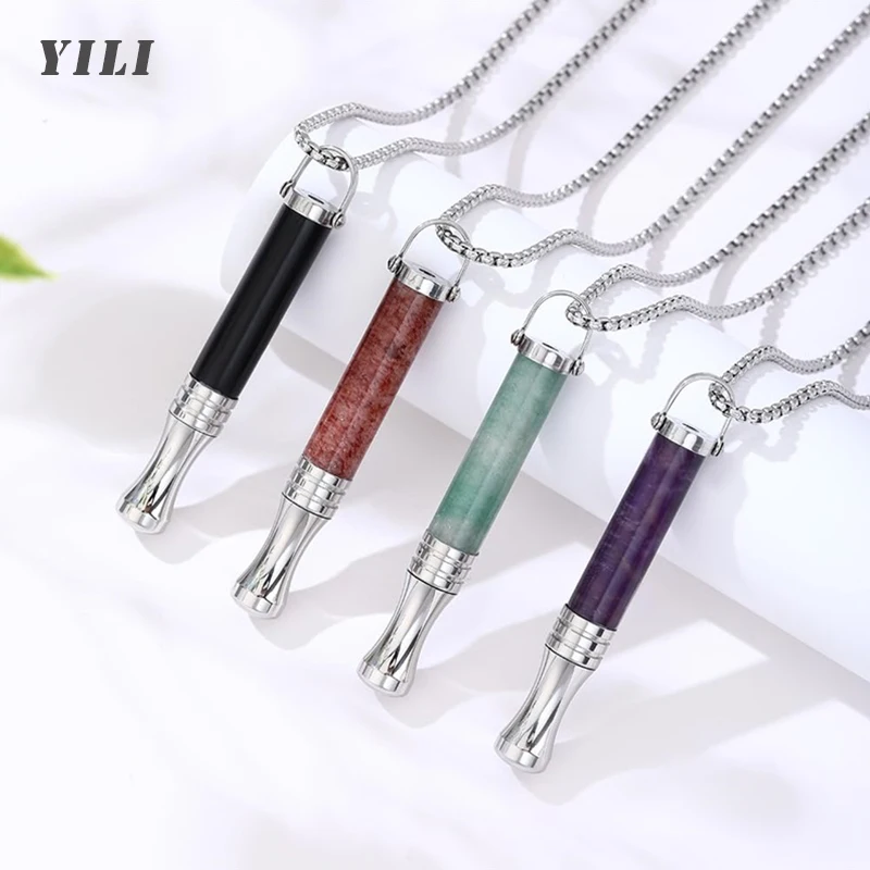 Natural Stone Crystal Assisted Smokting Cessation Necklace Mindfulness Breathing Meditation Stress Titanium Pendants Jewelry 
Natural Stone Crystal Assisted Smokting Cessation Necklace Mindfulness Breathing Meditation Stress Titanium Pendants Jewelry