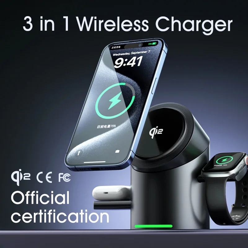 Advanced 15W Qi2 3 In 1 Magsafe Magnetic Autorotation AI Wireless Charger For iPhone iWatch Airpods Fast Charging Dock Station
Advanced 15W Qi2 3 In 1 Magsafe Magnetic Autorotation AI Wireless Charger For iPhone iWatch Airpods Fast Charging Dock Station