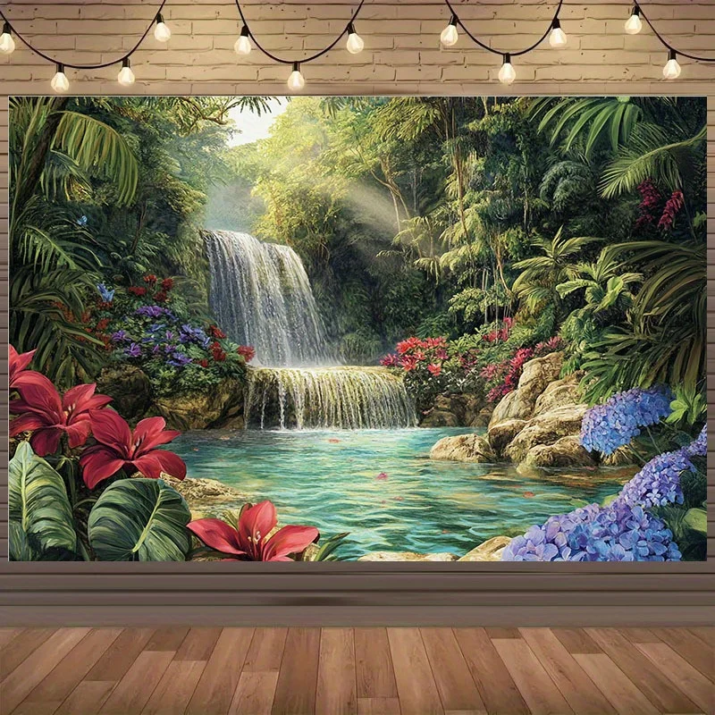 1pc Tropical Waterfall Background - No electricity required, vibrant polyester, lush greenery and colorful flowers
1pc Tropical Waterfall Background - No electricity required, vibrant polyester, lush greenery and colorful flowers