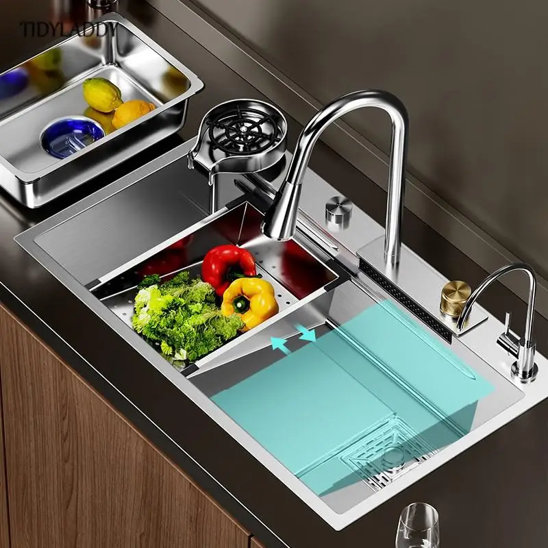 Luxury Silvery Nanometer 304 Stainless Steel Waterfall Kitchen Sink 3Mm Thickness Large Single Slot Above Mount Waterfall Faucet
Luxury Silvery Nanometer 304 Stainless Steel Waterfall Kitchen Sink 3Mm Thickness Large Single Slot Above Mount Waterfall Faucet