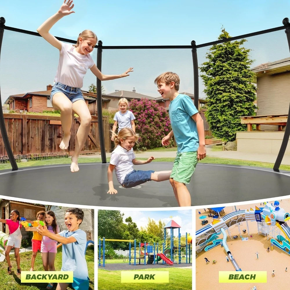 Outdoor Recreational Bolt-Free Design Trampoline with Enclosure Net Wide For Yard 10FT 12FT 14FT 16FT, Custom
Outdoor Recreational Bolt-Free Design Trampoline with Enclosure Net Wide For Yard 10FT 12FT 14FT 16FT, Custom
