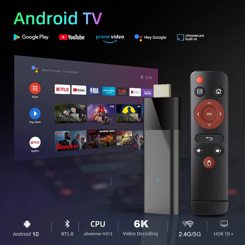 Android 10 Q6 Video TV Stick Streaming Device Allwinner H313 RAM 2GB ROM 8/16GB 6K HD 2.4G/5G WiFi BT 5.0 Home Streaming TV Box
Android 10 Q6 Video TV Stick Streaming Device Allwinner H313 RAM 2GB ROM 8/16GB 6K HD 2.4G/5G WiFi BT 5.0 Home Streaming TV Box