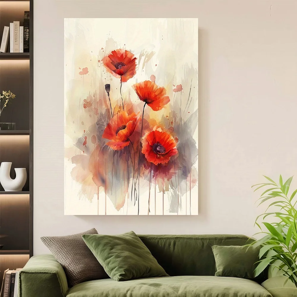 Framed 1pc Vintage Watercolor Red py Flowers Framed Canvas Art - Impressionistic Floral Painting with Rustic Brushstrokes, Natur
Framed 1pc Vintage Watercolor Red py Flowers Framed Canvas Art - Impressionistic Floral Painting with Rustic Brushstrokes, Natur
