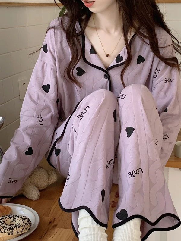 Princess Style Long Sleeve Pure Cotton Sleepwear Set Women's Spring Autumn Home Clothes Sweet Heart Summer Casual Outfit
Princess Style Long Sleeve Pure Cotton Sleepwear Set Women's Spring Autumn Home Clothes Sweet Heart Summer Casual Outfit