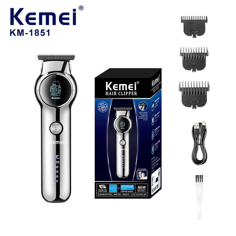 Kemei KM-1851 Smart Digital Display Electric Hair Clipper, USB Fast Charging Design, Professional Cordless Hair Trimmer for Men.
Kemei KM-1851 Smart Digital Display Electric Hair Clipper, USB Fast Charging Design, Professional Cordless Hair Trimmer for Men.