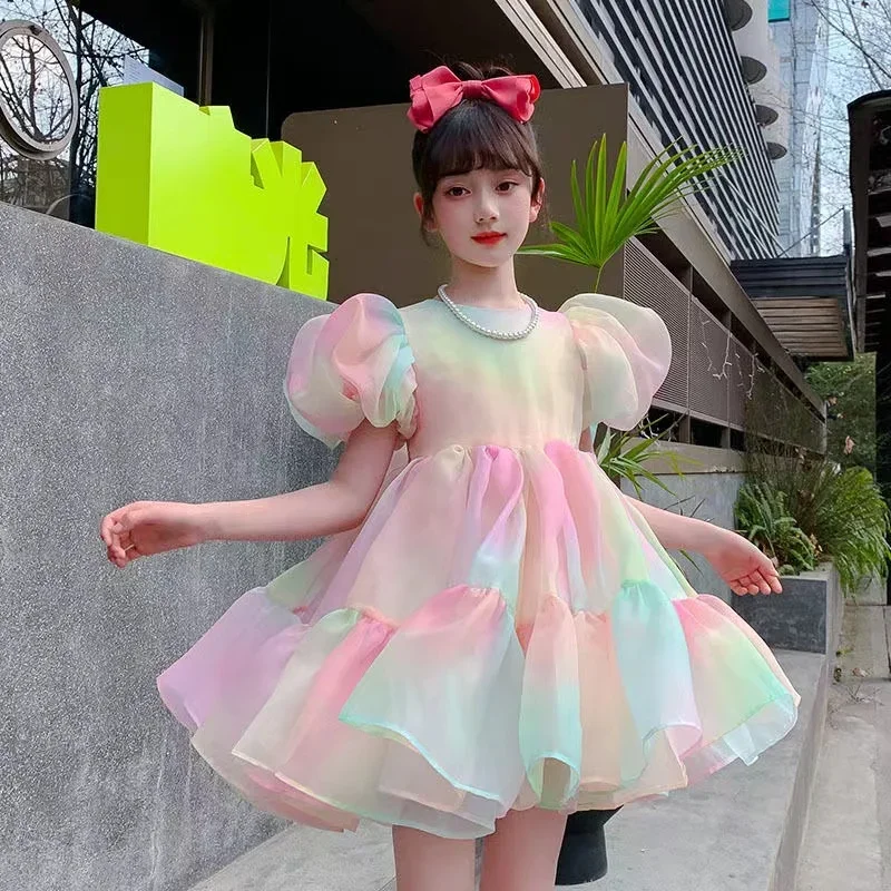 2025 Summer Baby Dresses Girl's Rainbow Yarn Dress Puff Sleeve Bow Tutus Birthday Ball Gown Mini Party Princess Child Clothing
2025 Summer Baby Dresses Girl's Rainbow Yarn Dress Puff Sleeve Bow Tutus Birthday Ball Gown Mini Party Princess Child Clothing