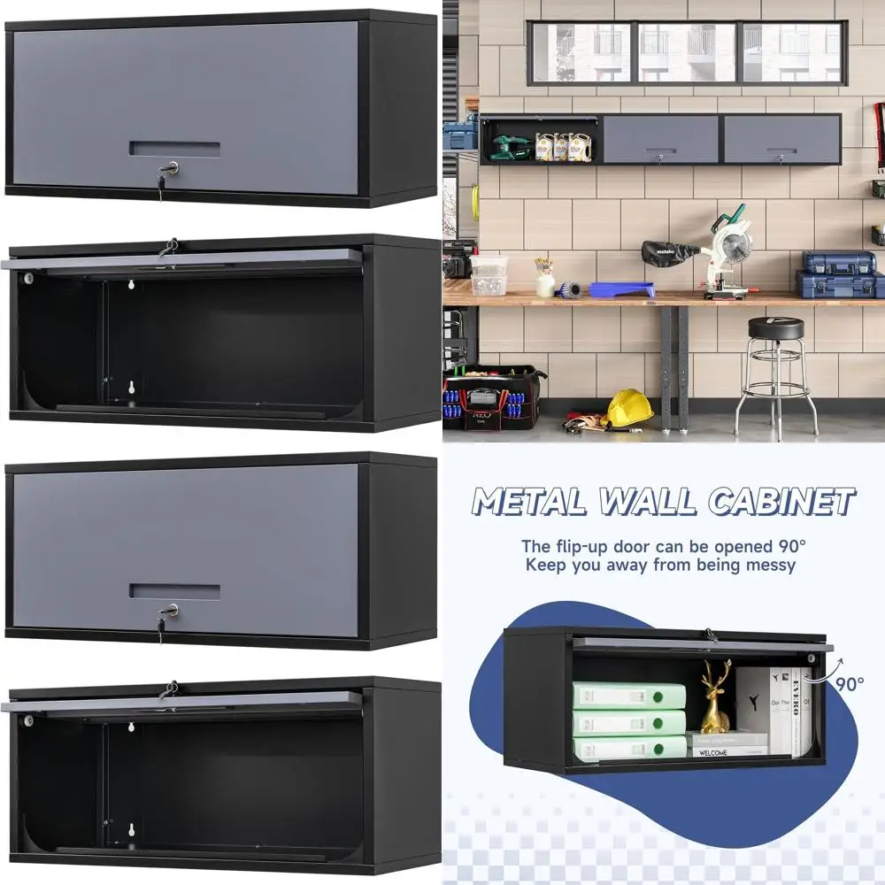 Up-Flip Door Metal Wall Cabinet - Garage, Warehouse, Home, Office Storage (Black Grey)
Up-Flip Door Metal Wall Cabinet - Garage, Warehouse, Home, Office Storage (Black Grey)