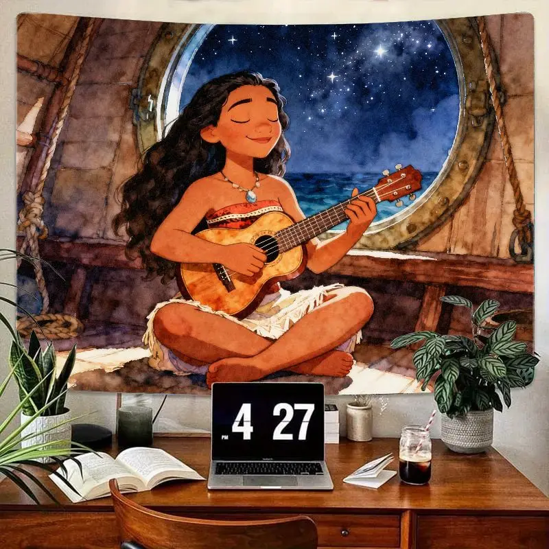 Гобелен Моана укулеле, мечтательный звездный океан и остров Vibe, настенное искусство, декор комнаты из полиэстера, мирный подарок для гостиной, спальни. 
Гобелен Моана укулеле, мечтательный звездный океан и остров Vibe, настенное искусство, декор комнаты из полиэстера, мирный подарок для гостиной, спальни.
