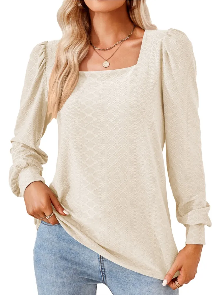 2024 New Tees For Lady Long Sleeve Square Collar Pleated Pullover Tops Casual Loose Commuting Daily Fashion T-shirt Streetwear
2024 New Tees For Lady Long Sleeve Square Collar Pleated Pullover Tops Casual Loose Commuting Daily Fashion T-shirt Streetwear