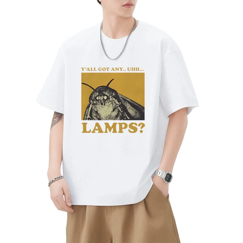 Yall Got Any Lamps Moth Funny Meme printed Tshirt Man woman cotton vintage Summer short sleeve T-shirts O-Neck Loose Unisex Top
Yall Got Any Lamps Moth Funny Meme printed Tshirt Man woman cotton vintage Summer short sleeve T-shirts O-Neck Loose Unisex Top
