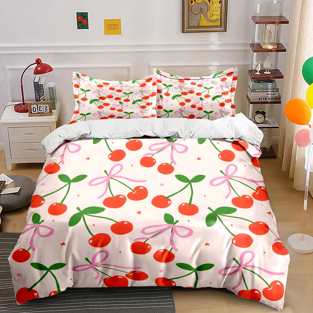 Cherries and Pink Ribbons Pink Theme Print Bedding Set 1 Duvet Cover 2 Pillowcases for Adult and Children Luxury Gift Full Size
Cherries and Pink Ribbons Pink Theme Print Bedding Set 1 Duvet Cover 2 Pillowcases for Adult and Children Luxury Gift Full Size