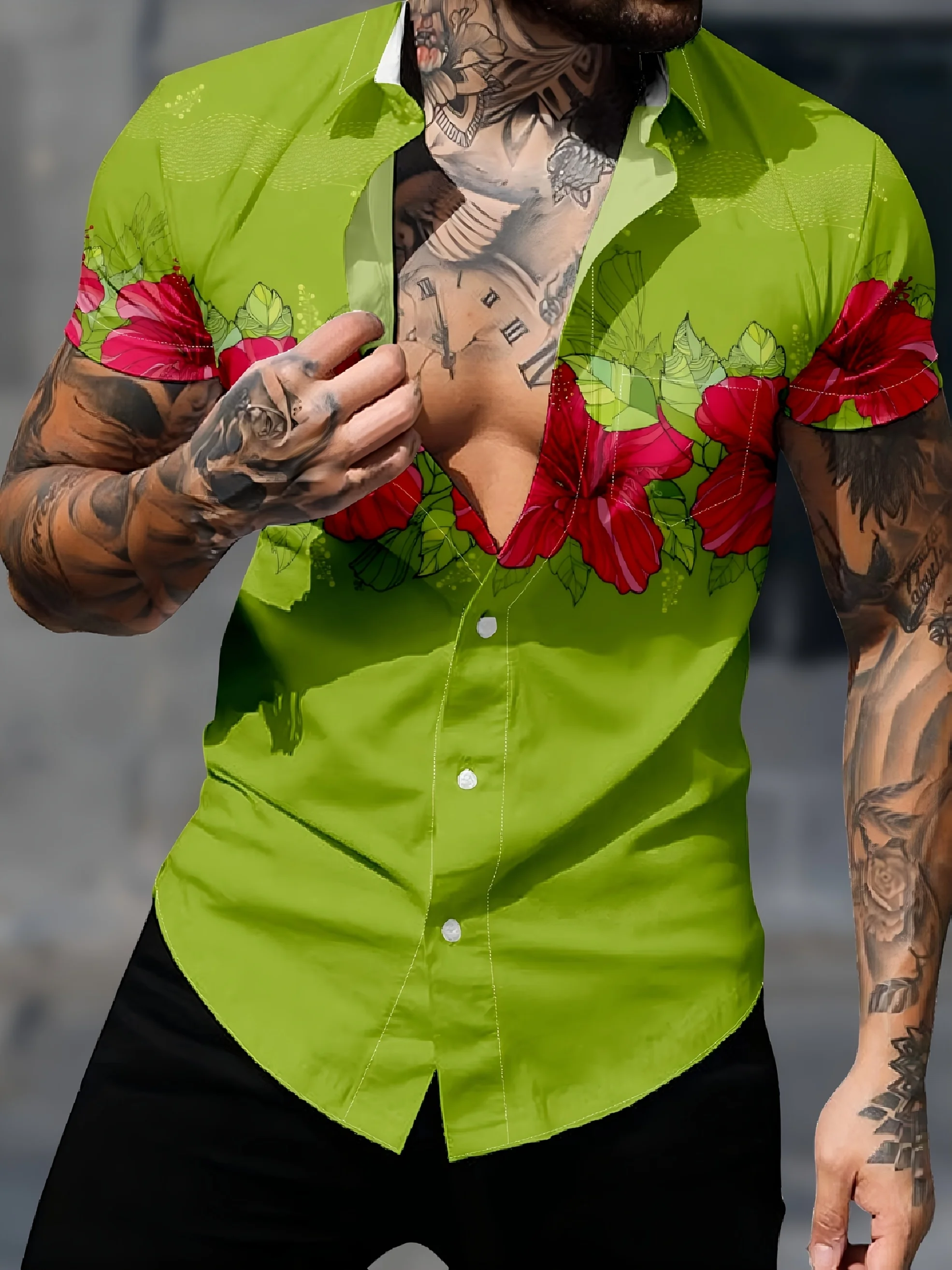 Plus Size Tropical Leaf Hibiscus Flower Print Buttons Pocket Hawaii Shirt For Men
Plus Size Tropical Leaf Hibiscus Flower Print Buttons Pocket Hawaii Shirt For Men