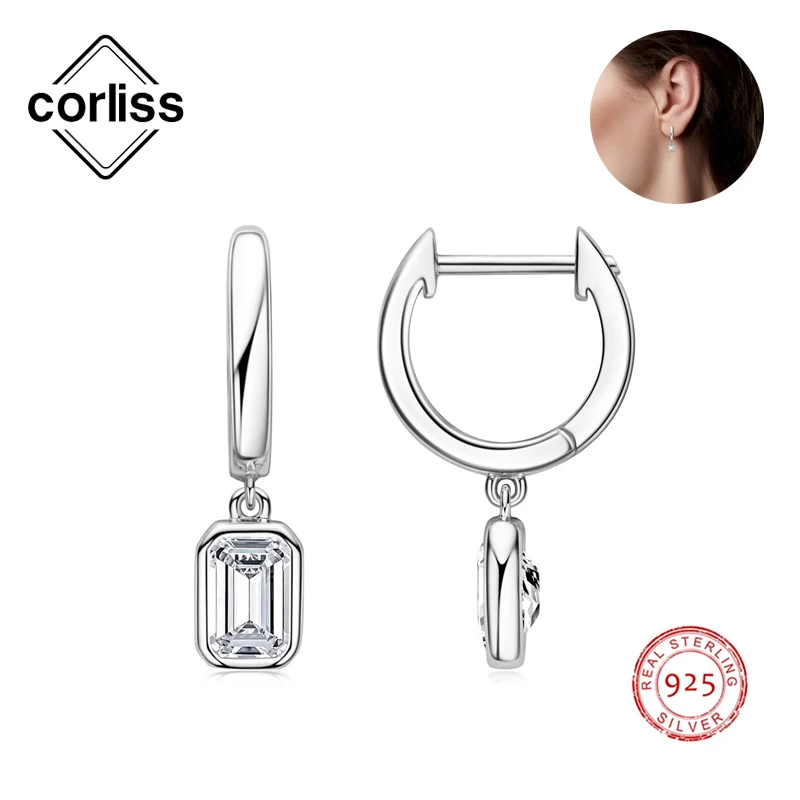 Corliss 4*6mm Emerald Cut Moissonite Pendant Dangle Drop Earrings 925 Solid Silver Original Hoop Earring Fine Jewelry for Women
Corliss 4*6mm Emerald Cut Moissonite Pendant Dangle Drop Earrings 925 Solid Silver Original Hoop Earring Fine Jewelry for Women