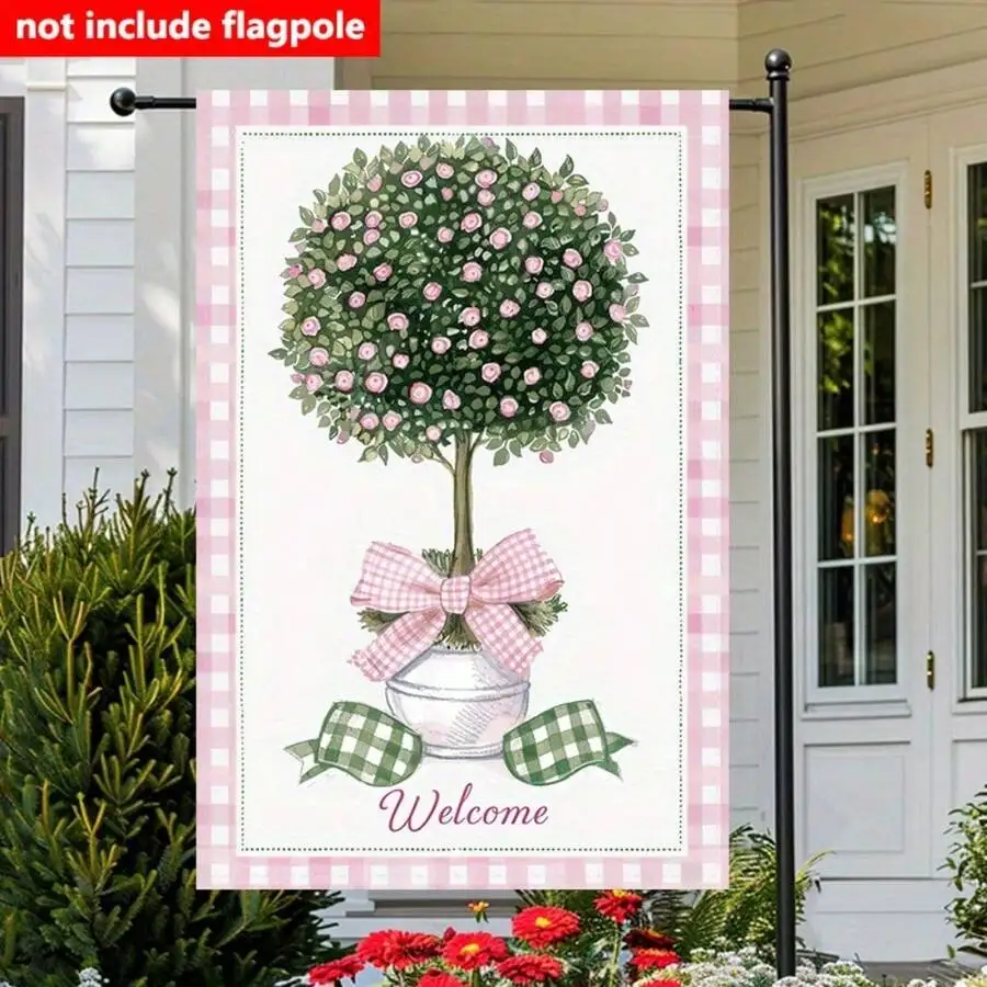 1Pc Pink Polka Dotted Topiary Garden Flag 2D Flat Double Sided Gingham Pot Design for Home Yard Living Room Creative Decoration
1Pc Pink Polka Dotted Topiary Garden Flag 2D Flat Double Sided Gingham Pot Design for Home Yard Living Room Creative Decoration