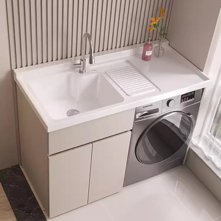 Honeycomb aluminum balcony laundry cabinet combination aluminum alloy integrated quartz stone corner cutting with rubbing board
Honeycomb aluminum balcony laundry cabinet combination aluminum alloy integrated quartz stone corner cutting with rubbing board