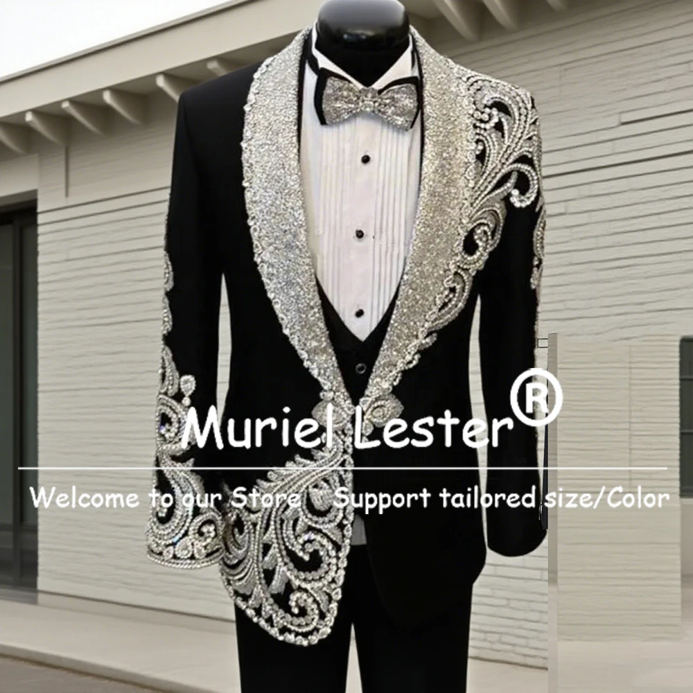 Роскошные свадебные костюмы с камнями из бисера для мужчин, комплекты из 3-х предметов, блестящие этикетки с блестками, пиджаки для выпускного вечера, индивидуальный смокинг для жениха, формальной вечеринки
Роскошные свадебные костюмы с камнями из бисера для мужчин, комплекты из 3-х предметов, блестящие этикетки с блестками, пиджаки для выпускного вечера, индивидуальный смокинг для жениха, формальной вечеринки