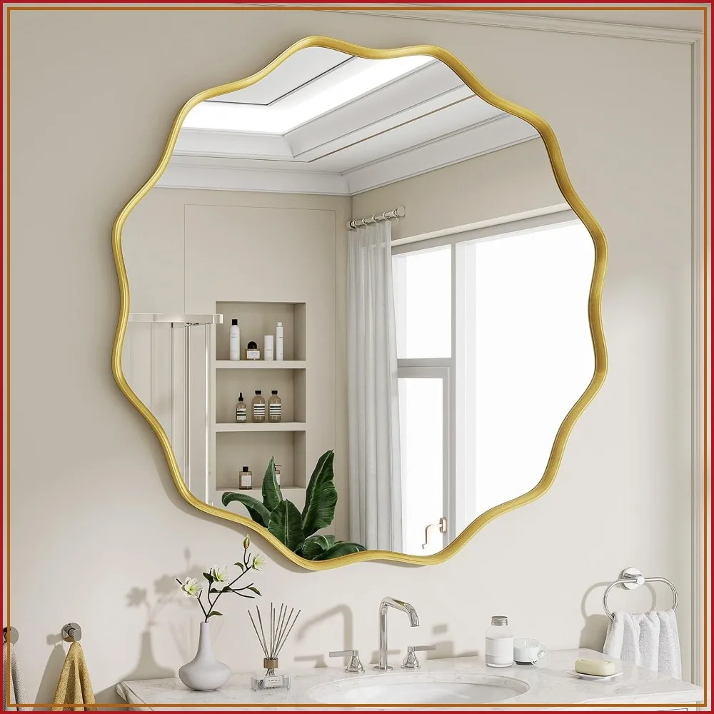 30 Inch Round Wavy Mirror, Metal Frame, Wall Mounted for Entryway, Bathroom, Vanity, Living Room
30 Inch Round Wavy Mirror, Metal Frame, Wall Mounted for Entryway, Bathroom, Vanity, Living Room