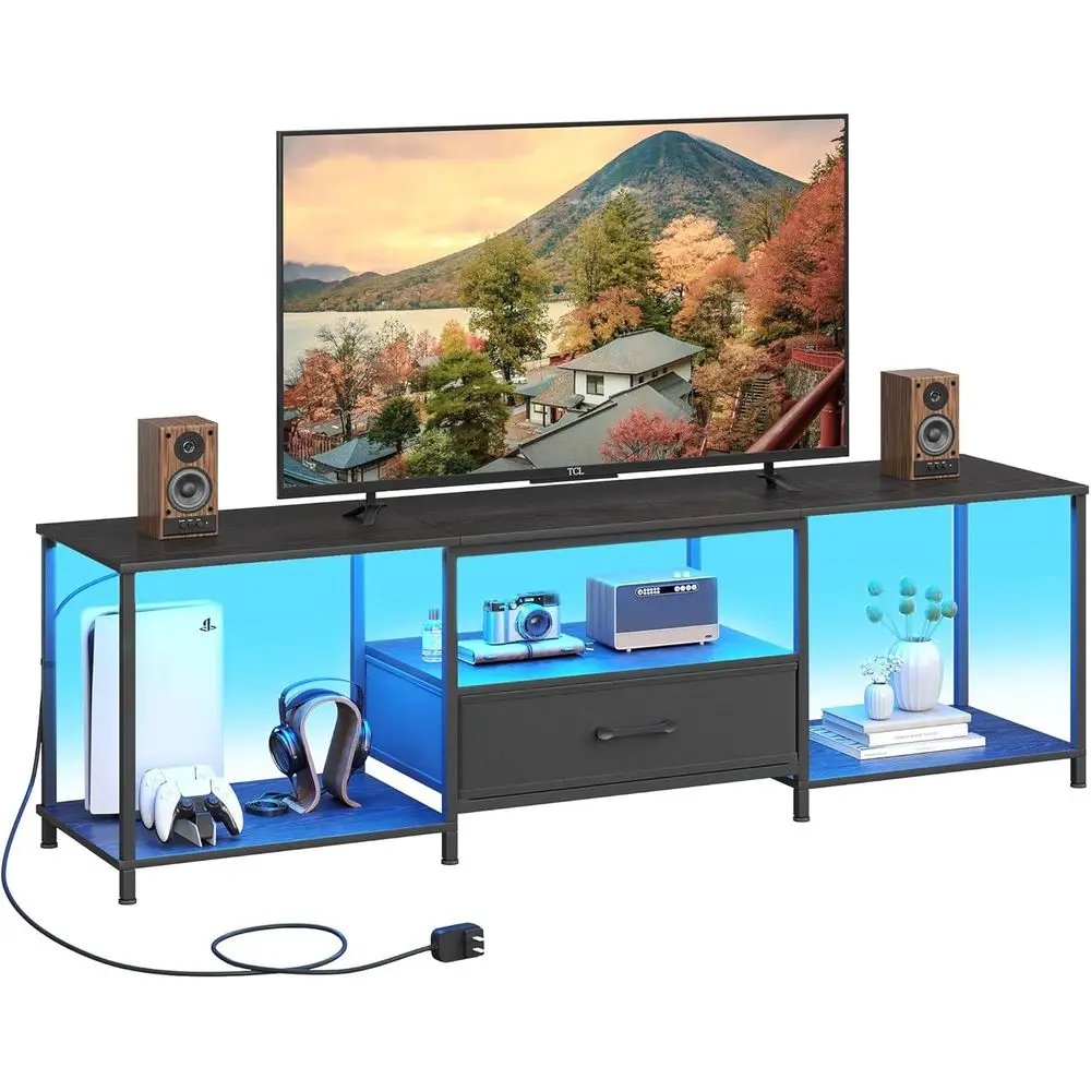TV Stand with LED Lights, Entertainment Center with Open Shelves and abric Der, Media ole or 80 Inch TV, Teion Stands or Living
TV Stand with LED Lights, Entertainment Center with Open Shelves and abric Der, Media ole or 80 Inch TV, Teion Stands or Living
