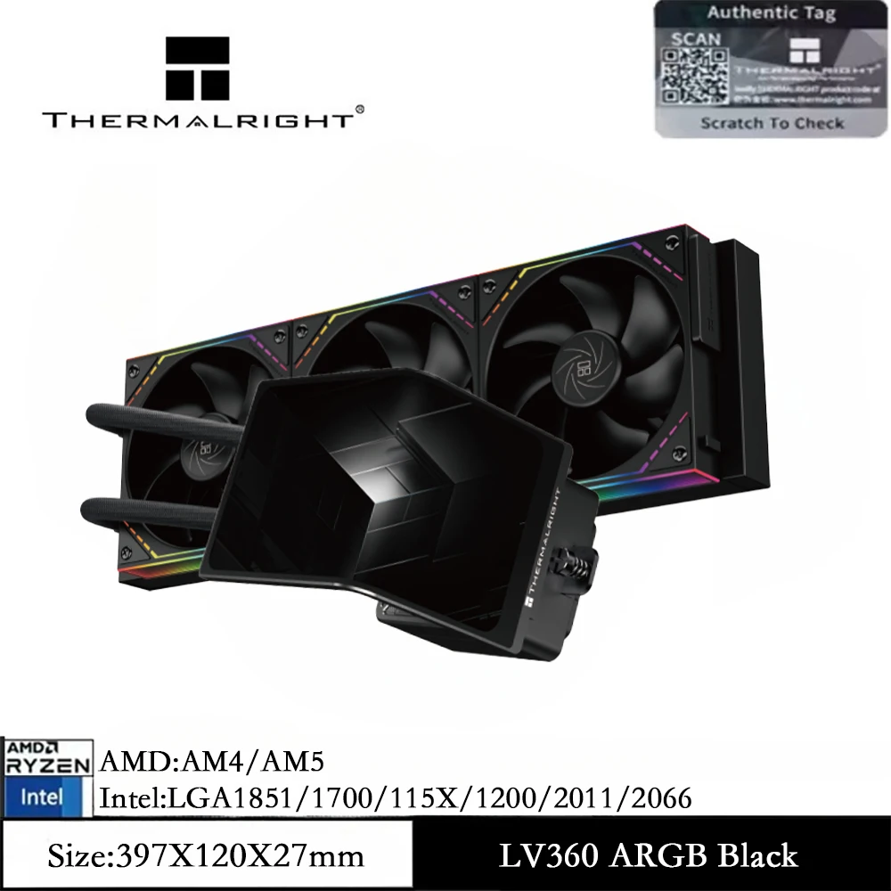 Thermalright LEVITA VISION 360 ARGB 360mm AIO Liquid CPU Cooler, 3D Curved Screen/Customizable GIF for LGA1851/1700/AM5/AM4
Thermalright LEVITA VISION 360 ARGB 360mm AIO Liquid CPU Cooler, 3D Curved Screen/Customizable GIF for LGA1851/1700/AM5/AM4