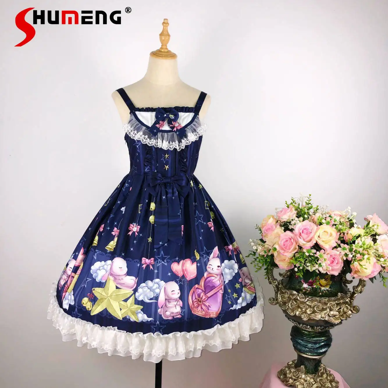 Original Japanese Sweet Cute Cartoon Print JSK Dresses 3D Bow High Waist A-line Kawaii Versatile Lolita Dress for Women Summer
Original Japanese Sweet Cute Cartoon Print JSK Dresses 3D Bow High Waist A-line Kawaii Versatile Lolita Dress for Women Summer