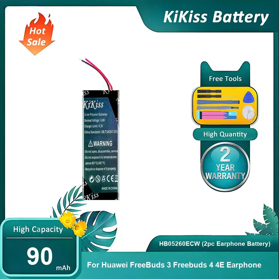 KiKiss Battery For Huawei FreeBuds 3 Freebuds 4 4E Bluetooth Earphone,HB05260ECW (2pc Earphone Battery),90mAh
KiKiss Battery For Huawei FreeBuds 3 Freebuds 4 4E Bluetooth Earphone,HB05260ECW (2pc Earphone Battery),90mAh