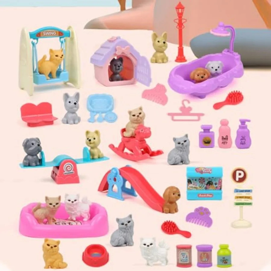 45Pcs Pet Pretend Play Toy Dollhouse Playset Accessories, Cat Puppy Dog Hamster Realistic Animals Tiny Mini Figures Furniture,
45Pcs Pet Pretend Play Toy Dollhouse Playset Accessories, Cat Puppy Dog Hamster Realistic Animals Tiny Mini Figures Furniture,