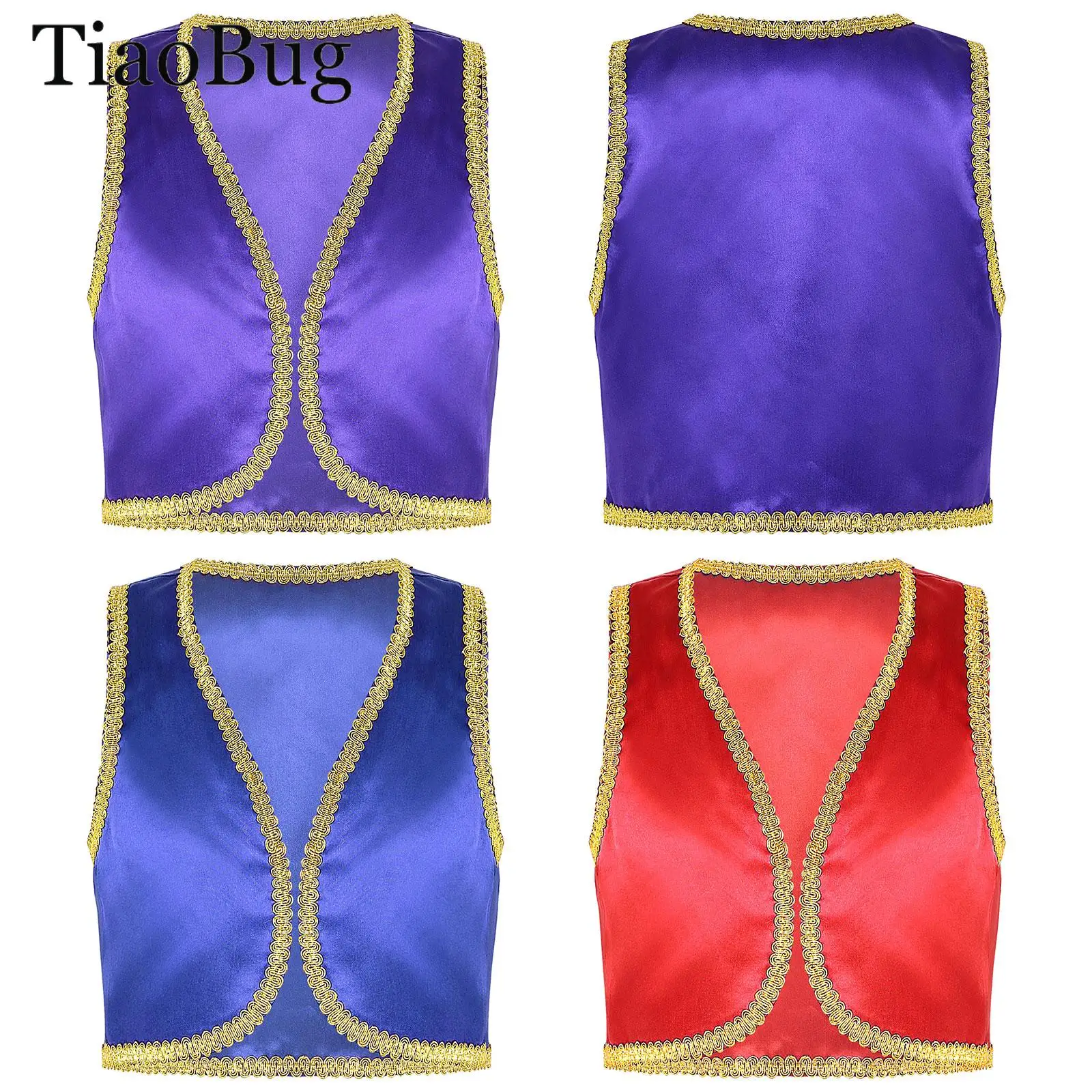 Boys Arabian Prince Costume Cosplay Indian Vest Open Front Golden Trims Waistcoat Performance Halloween Arab Fairytale Dress Up
Boys Arabian Prince Costume Cosplay Indian Vest Open Front Golden Trims Waistcoat Performance Halloween Arab Fairytale Dress Up