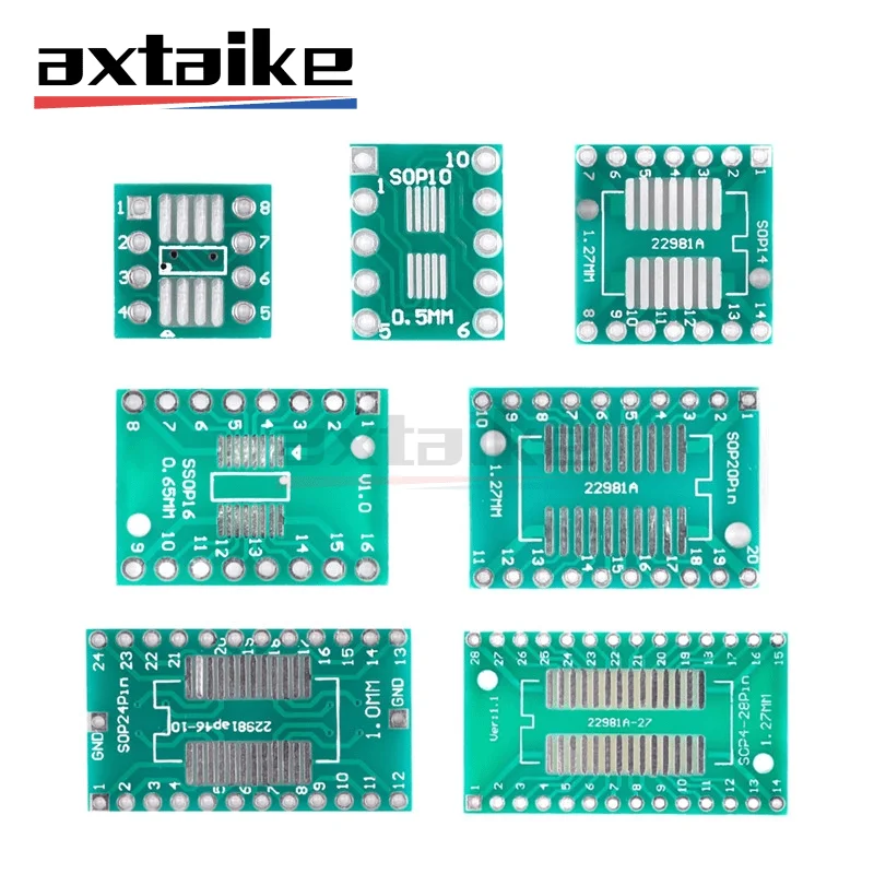 35PCS 7value*5pcs PCB Board Kit SMD Turn To DIP SOP MSOP SSOP TSSOP SOT23 8Pin 10Pin 14Pin 16Pin 20Pin 24Pin 28Pin SMT To DIP
35PCS 7value*5pcs PCB Board Kit SMD Turn To DIP SOP MSOP SSOP TSSOP SOT23 8Pin 10Pin 14Pin 16Pin 20Pin 24Pin 28Pin SMT To DIP