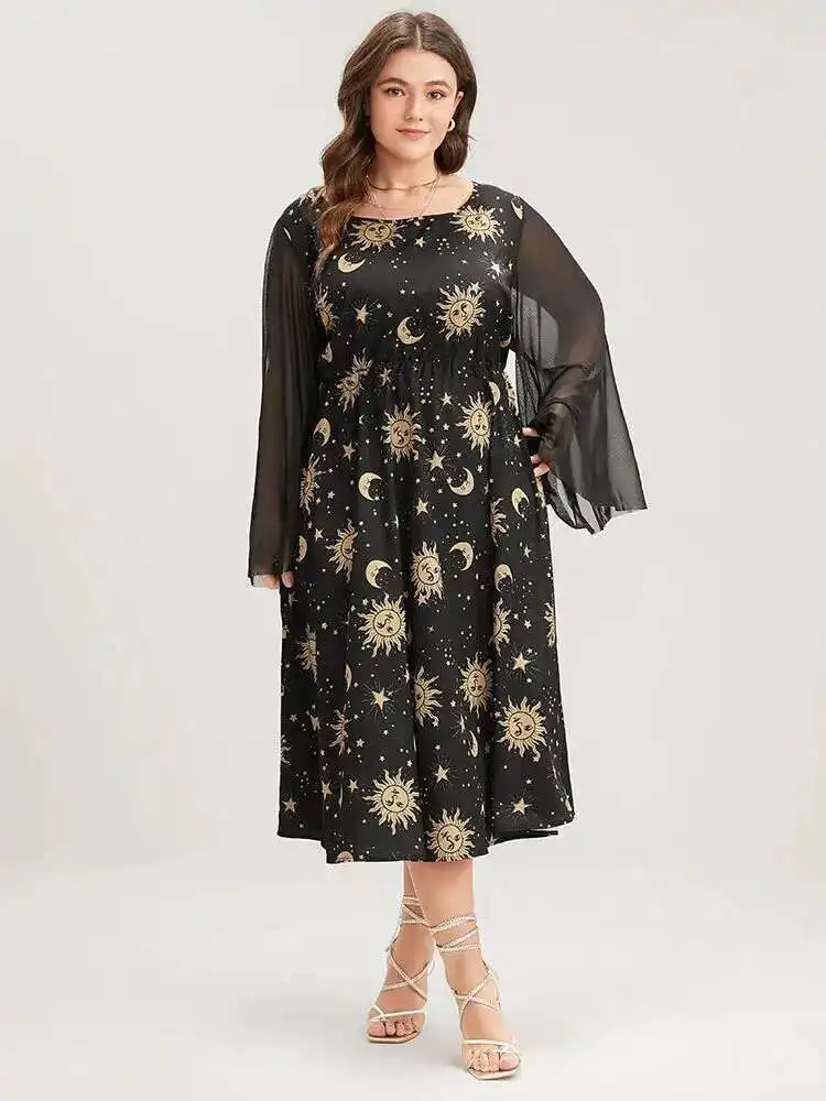 Moon New and Star Horn Sleeve Pocket Round Neck Medium to Large Size Dress for Quick Sale 2025 Party Summer Elegantes Casual Y2k
Moon New and Star Horn Sleeve Pocket Round Neck Medium to Large Size Dress for Quick Sale 2025 Party Summer Elegantes Casual Y2k