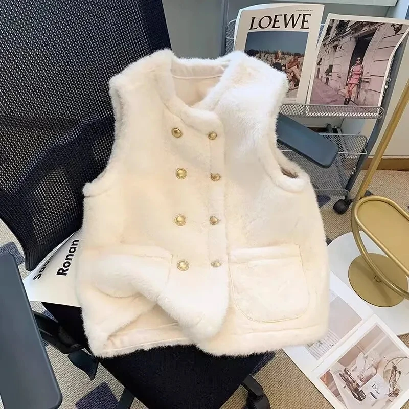 Ladies Spring Autumn New Fashion Comfortable Vest Double-Breasted Vest Loose Slim Vest Female Pocket Temperament Elegant Coat
Ladies Spring Autumn New Fashion Comfortable Vest Double-Breasted Vest Loose Slim Vest Female Pocket Temperament Elegant Coat