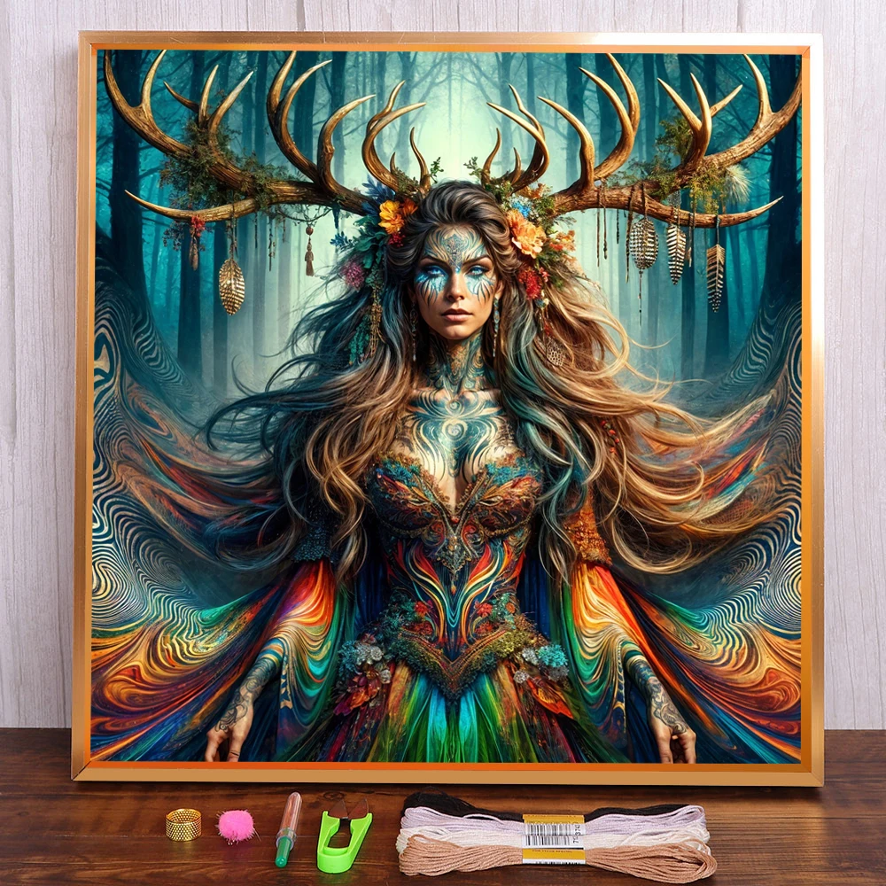 Portrait Jungle Goddess Printed 11CT Cross Stitch DIY Embroidery Full Kit Hobby Handmade Craft Knitting Jewelry Needle Mulina
Portrait Jungle Goddess Printed 11CT Cross Stitch DIY Embroidery Full Kit Hobby Handmade Craft Knitting Jewelry Needle Mulina