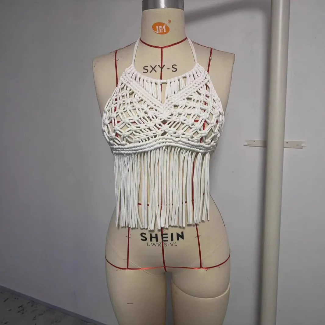 Bohemian Crochet Knitting Tassel Beach Bikini Cover Ups 2025 Summer Fashion Halter Lace-up Backless Camis Vacation Crop Tops
Bohemian Crochet Knitting Tassel Beach Bikini Cover Ups 2025 Summer Fashion Halter Lace-up Backless Camis Vacation Crop Tops