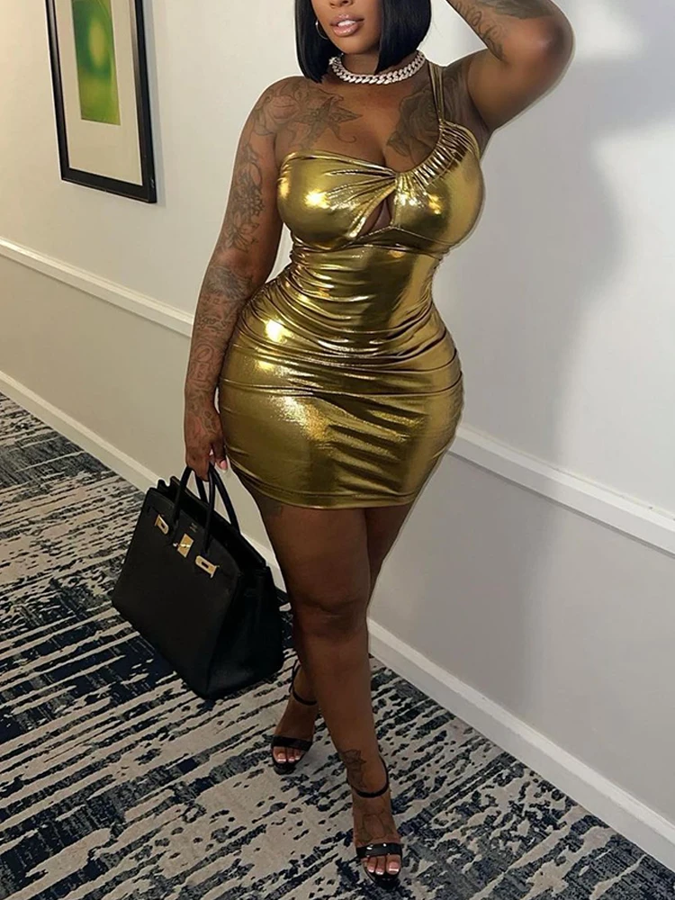 bangniweigou ruched chest wrap-up bodycon PU leather mini dress women club one shoulder sleeveless gold silver short clothing
bangniweigou ruched chest wrap-up bodycon PU leather mini dress women club one shoulder sleeveless gold silver short clothing