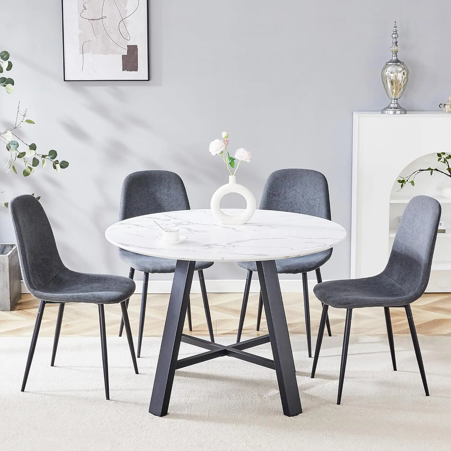 Комплект обеденного стола белого цвета, 42 дюйма, круглый, на 4 персоны, с мягкими тканевыми стульями, для кухни, гостиной, офиса, кафе, небольших помещений, на заказ
Комплект обеденного стола белого цвета, 42 дюйма, круглый, на 4 персоны, с мягкими тканевыми стульями, для кухни, гостиной, офиса, кафе, небольших помещений, на заказ