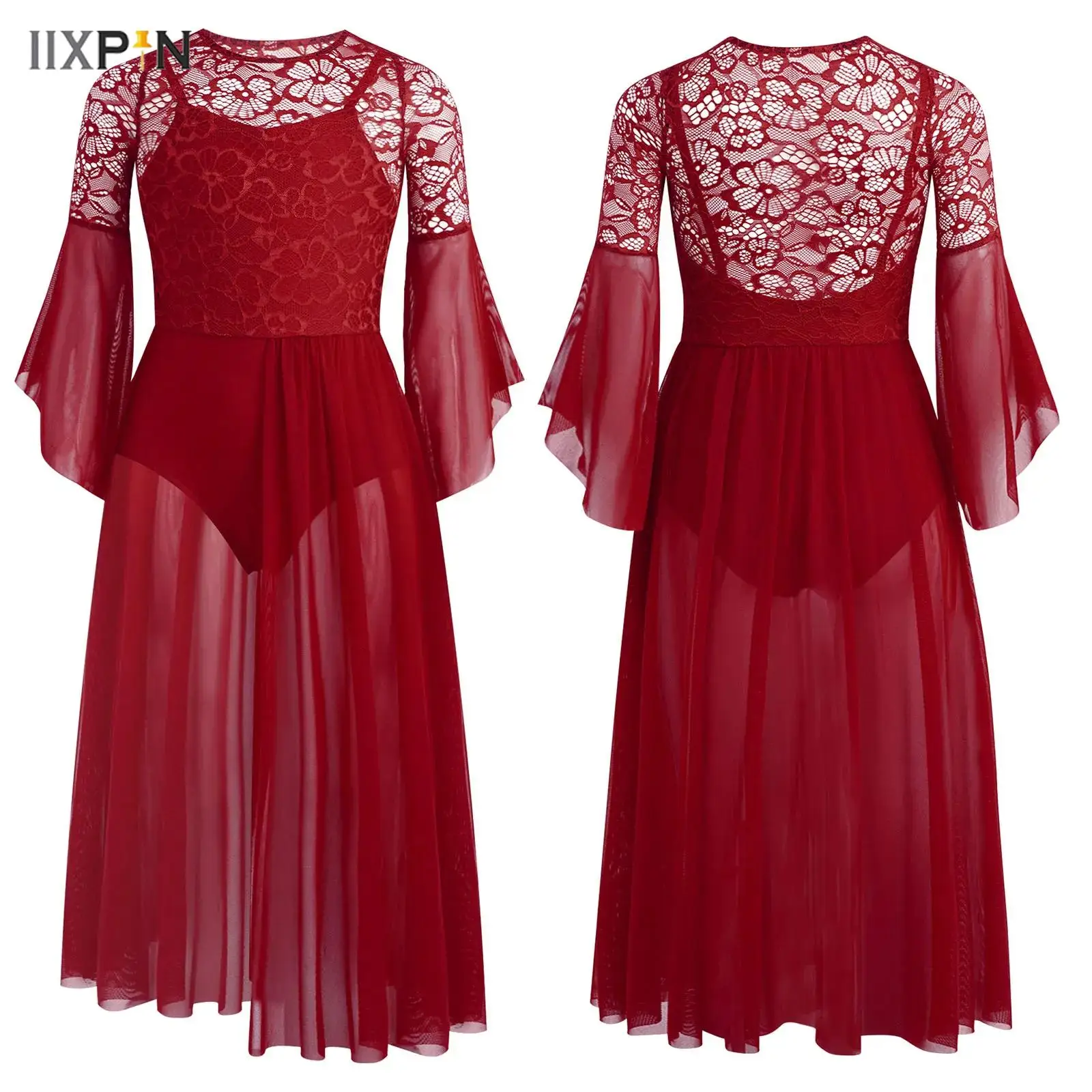 Kids Girls Ballet Dress Lyrical Dance Dresses Flared Sleeves Floral Lace Patchwork Side Split Dress Built-in Briefs Dancewear
Kids Girls Ballet Dress Lyrical Dance Dresses Flared Sleeves Floral Lace Patchwork Side Split Dress Built-in Briefs Dancewear