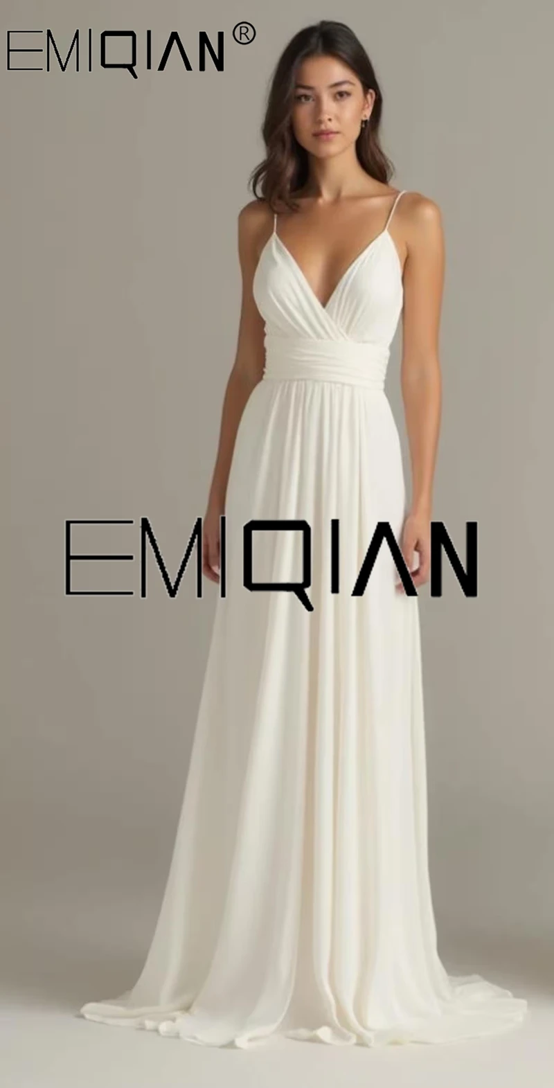 Evening Dress, Elegant Minimalist Spaghetti Strap Wedding Dress, Simple Boho Bridal Gown with Deep V-Neck and Open Back
Evening Dress, Elegant Minimalist Spaghetti Strap Wedding Dress, Simple Boho Bridal Gown with Deep V-Neck and Open Back