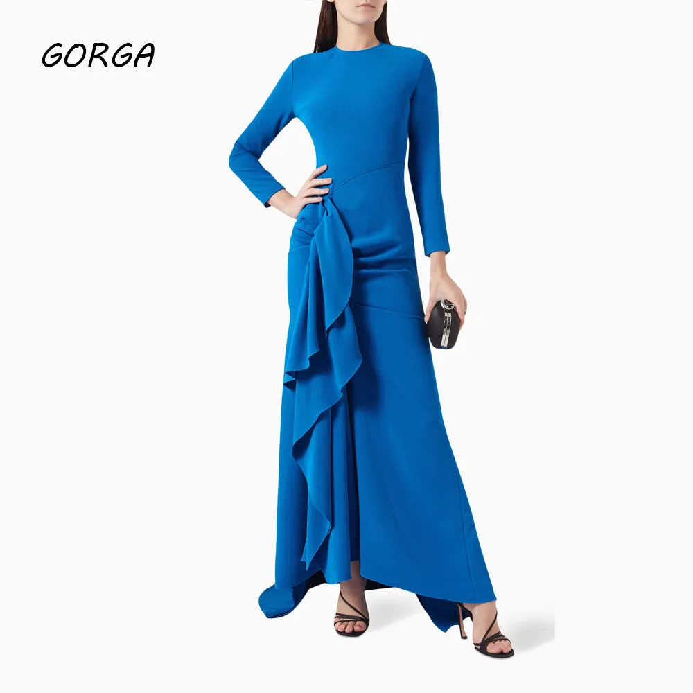 GORGA Simple Blue O-Neck Pleat Mermaid 2024 Slim Crepe Long Sleeve Ocassion Gown Floor-Length Formal Evening Dress
GORGA Simple Blue O-Neck Pleat Mermaid 2024 Slim Crepe Long Sleeve Ocassion Gown Floor-Length Formal Evening Dress