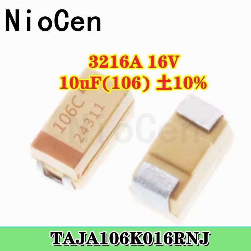 (10PCS) 3216A 16V 10UF Original genuine SMT tantalum capacitor 3216A 16V 10UF ± 10% TAJA106K016RNJ 1206
(10PCS) 3216A 16V 10UF Original genuine SMT tantalum capacitor 3216A 16V 10UF ± 10% TAJA106K016RNJ 1206