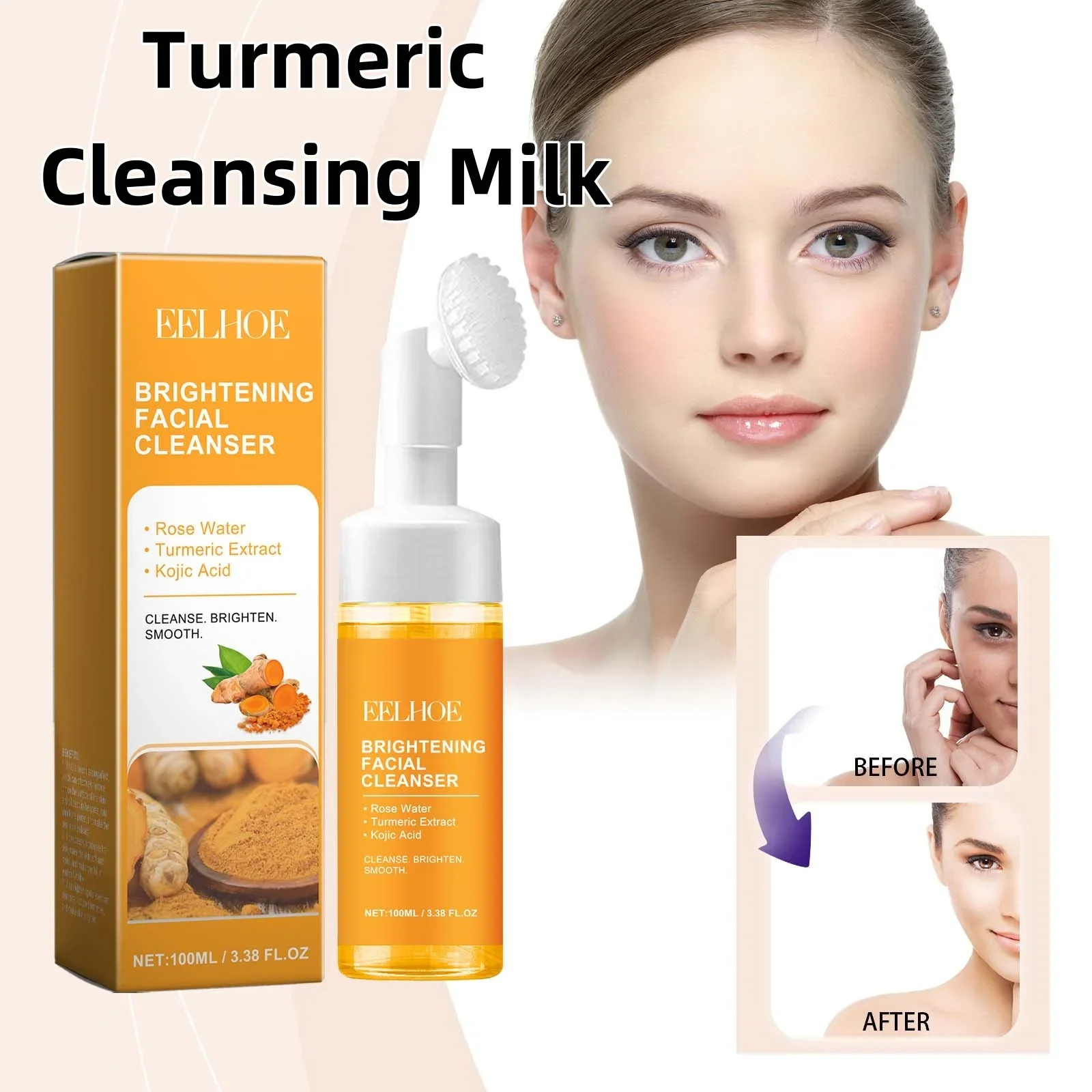 Turmeric Cleansing Milk Foam Facial Cleanser Cleanses Dirt And Grease Brightens Skin Hydrating And Moisturizes Face Care Product
Turmeric Cleansing Milk Foam Facial Cleanser Cleanses Dirt And Grease Brightens Skin Hydrating And Moisturizes Face Care Product