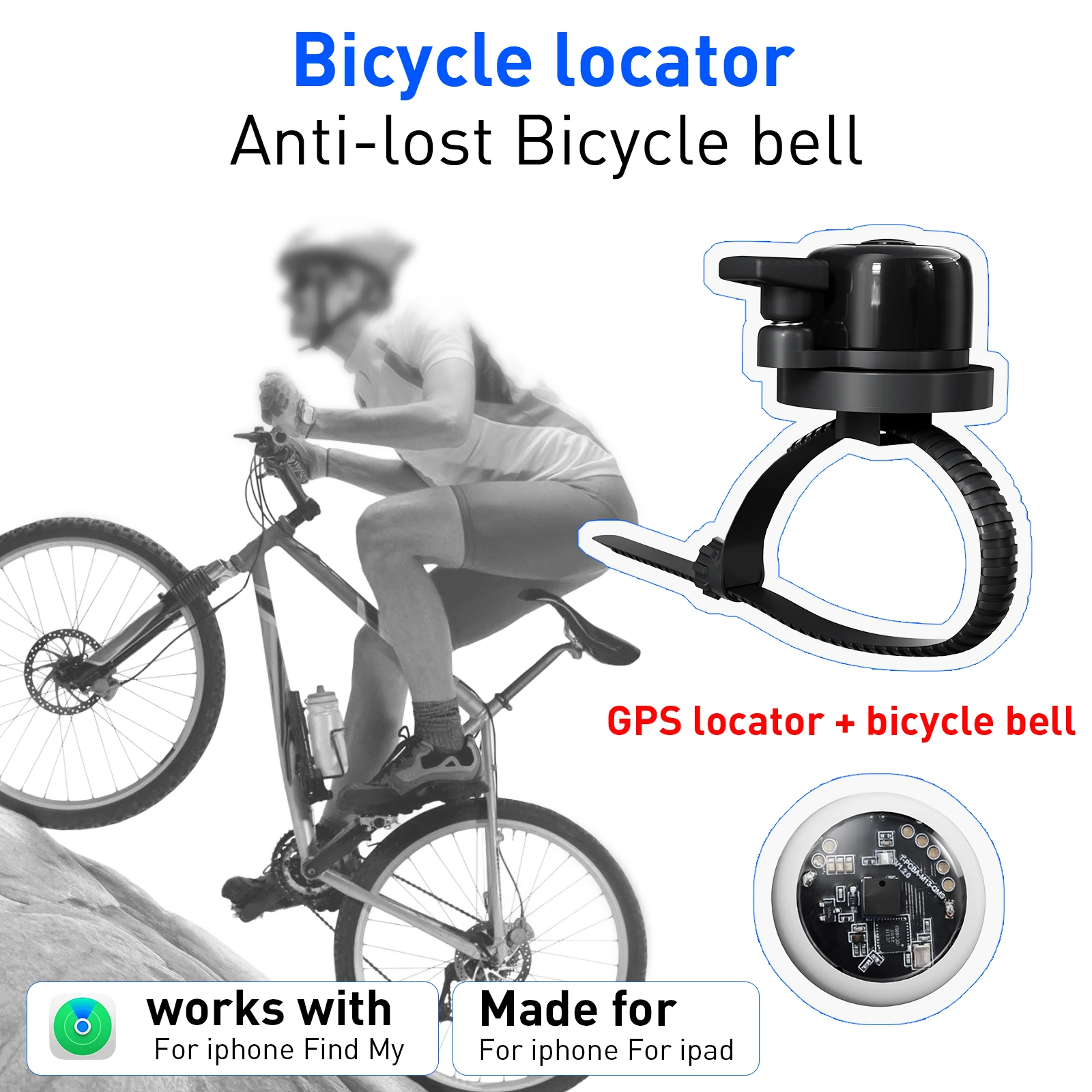 GPS smart bicycle bell positioning bell kit. Real-time positioning, compatible with Apple AirTag (not compatible with Android)
GPS smart bicycle bell positioning bell kit. Real-time positioning, compatible with Apple AirTag (not compatible with Android)