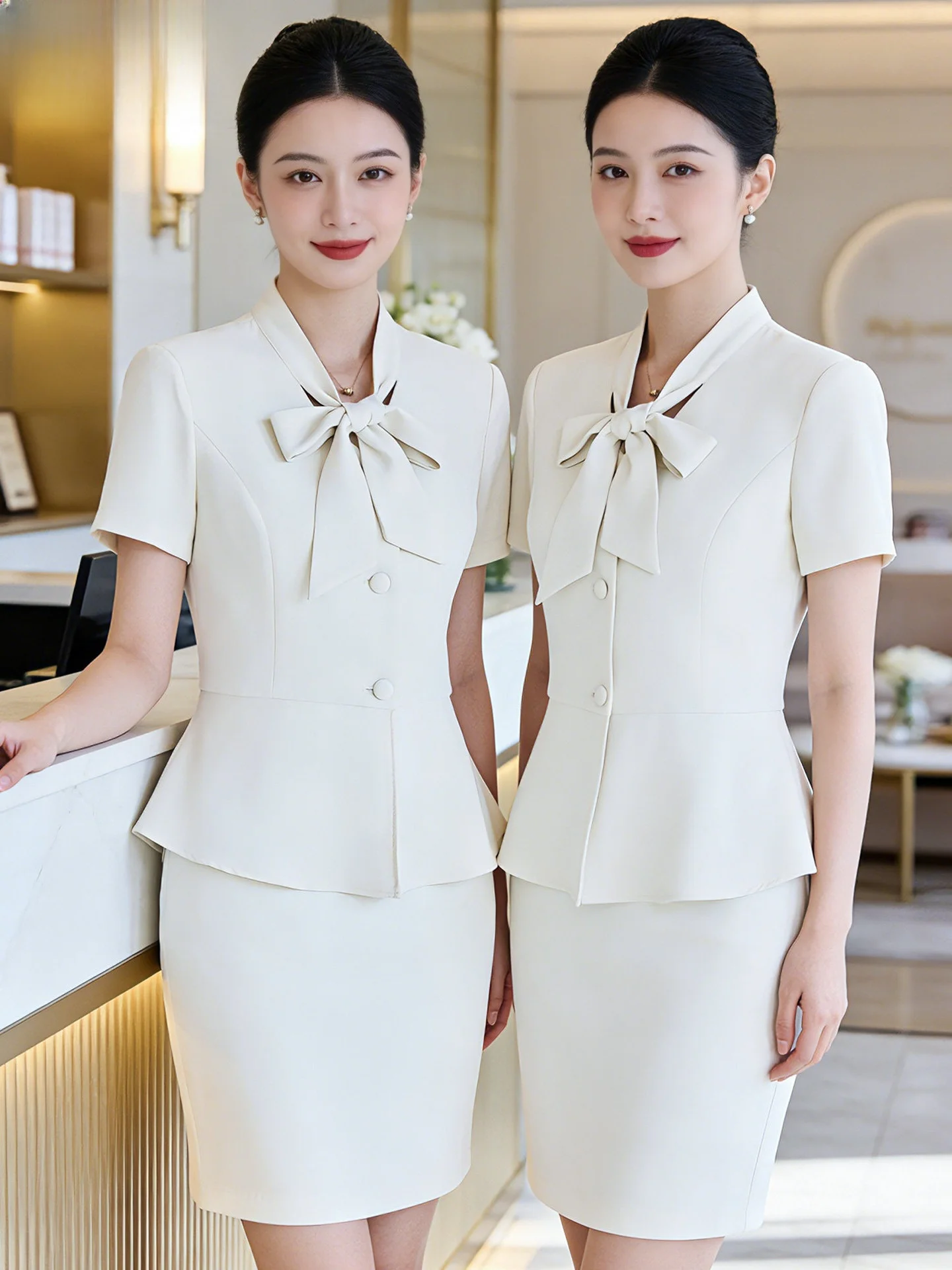 White Professional Suit Set Women's Summer Thin Short Sleeve Work Uniform for Beauty Salon Hotel Front Desk Jewelry Store
White Professional Suit Set Women's Summer Thin Short Sleeve Work Uniform for Beauty Salon Hotel Front Desk Jewelry Store