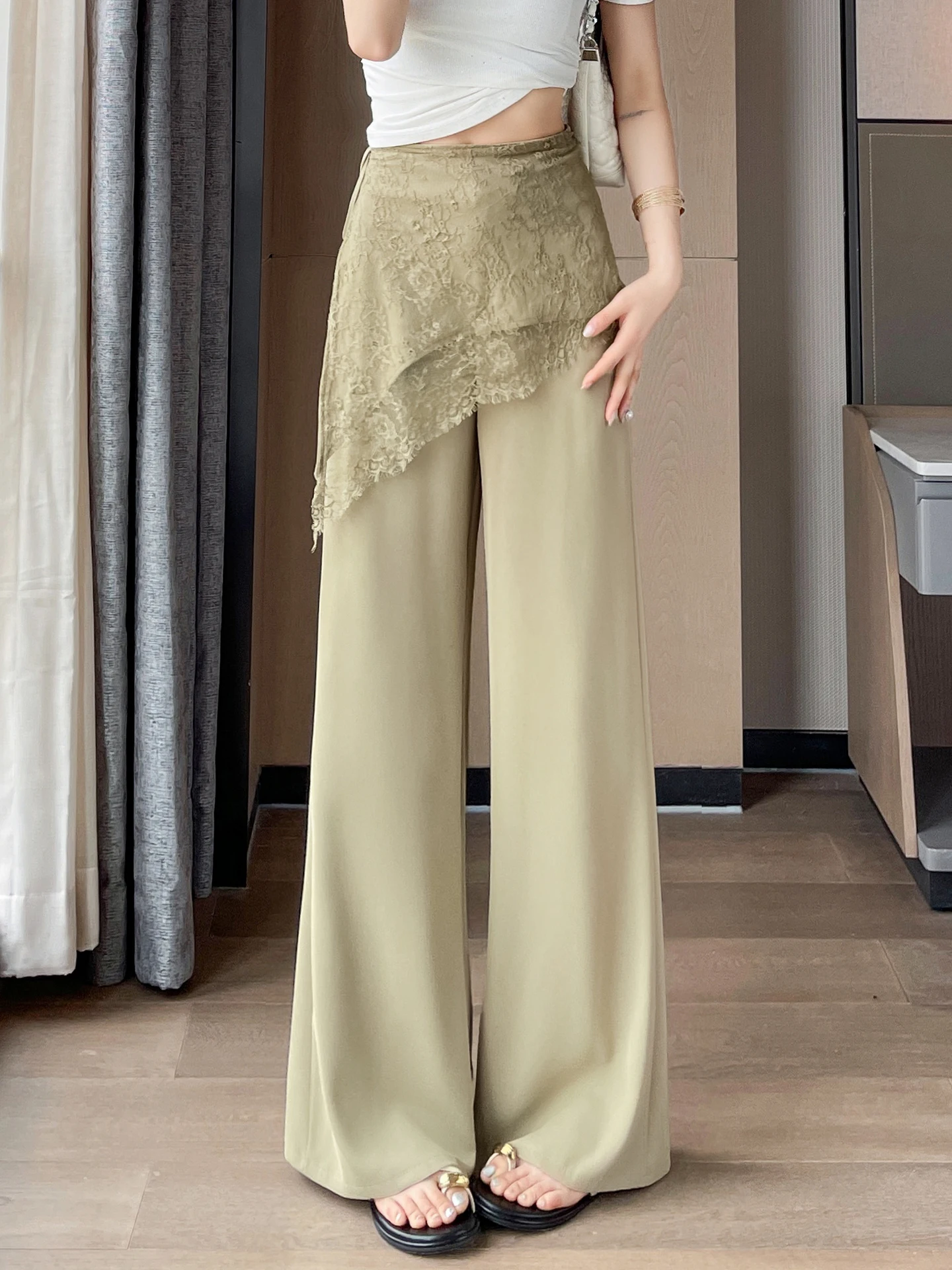 High Waist Wide Leg Pants Ice Silk Lace Loose Casual Floor Length Trousers Women's Summer Fashion Commute Style Straight Cut
High Waist Wide Leg Pants Ice Silk Lace Loose Casual Floor Length Trousers Women's Summer Fashion Commute Style Straight Cut
