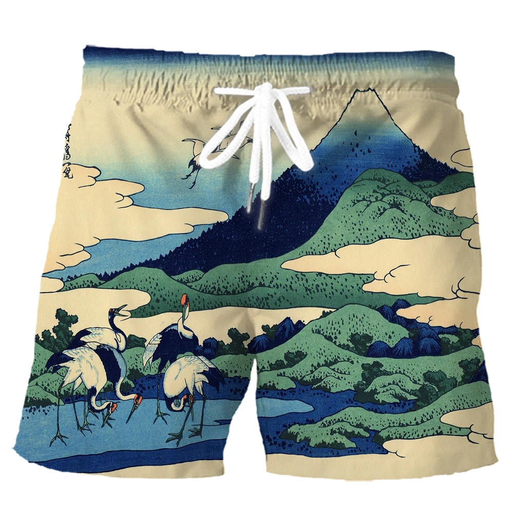 HX Модные спортивные шорты Ukiyo-e Art Painting Mount Fuji Crane Брюки с 3D принтом Летние мужские повседневные шорты из полиэстера
HX Модные спортивные шорты Ukiyo-e Art Painting Mount Fuji Crane Брюки с 3D принтом Летние мужские повседневные шорты из полиэстера