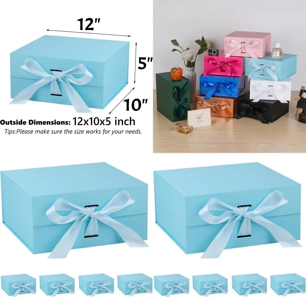 Набор из 5 светло-голубых подарочных коробок 12x10x5 дюймов с магнитными крышками и лентами, идеально подходят для свадеб, хранения и дней рождения
Набор из 5 светло-голубых подарочных коробок 12x10x5 дюймов с магнитными крышками и лентами, идеально подходят для свадеб, хранения и дней рождения