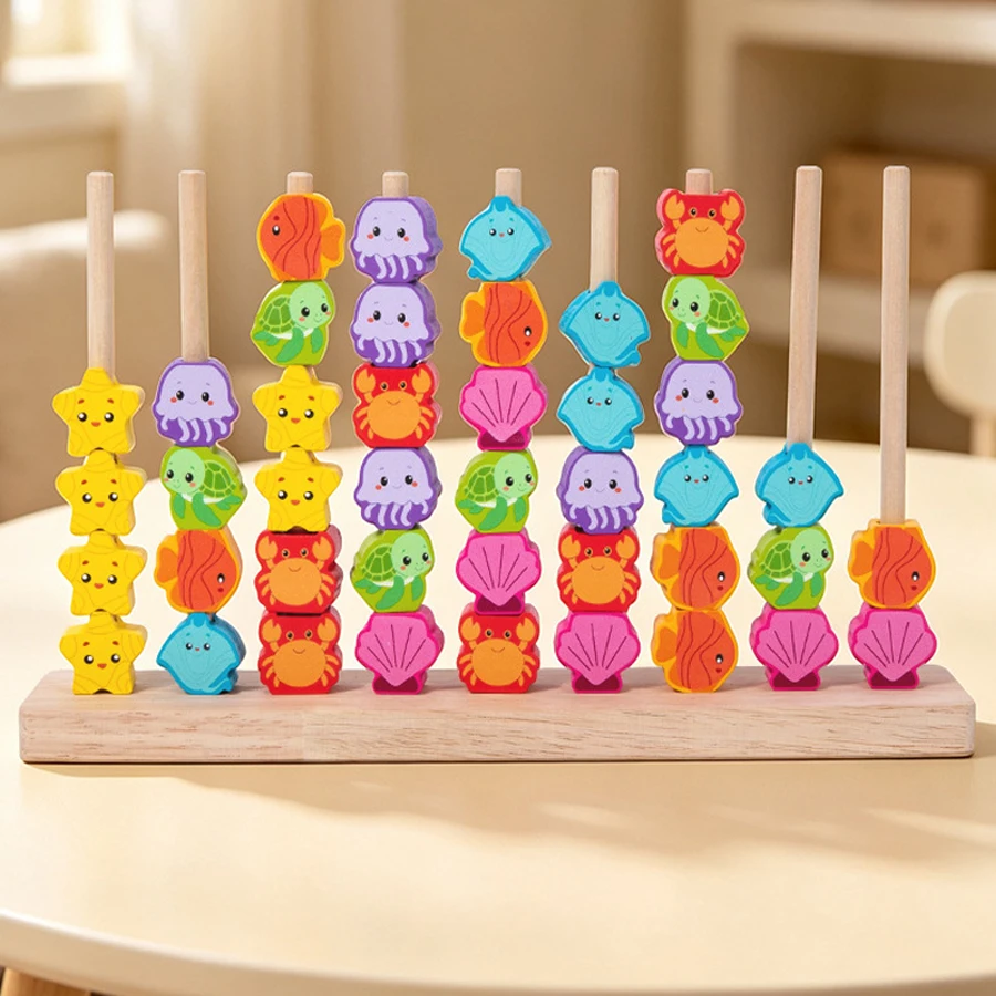 Wooden Ocean Animal Bead Stacking Toy Montessori Sorting Matching Game Educational Toy for Toddlers Kids
Wooden Ocean Animal Bead Stacking Toy Montessori Sorting Matching Game Educational Toy for Toddlers Kids