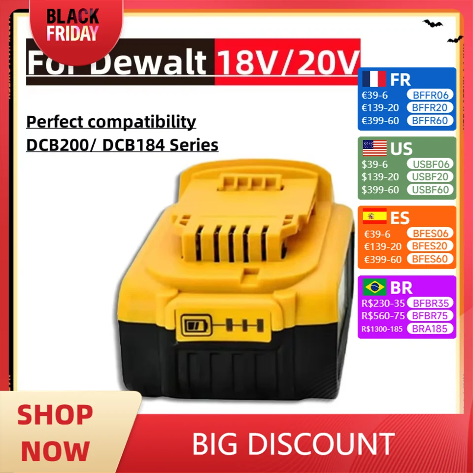 Аккумуляторная батарея для электроинструментов Dewalt, 20 в, 4000 мАч, 4000 мАч, DCB200, DCB203, DCB181, DCB180, DCB200, DCB201
Аккумуляторная батарея для электроинструментов Dewalt, 20 в, 4000 мАч, 4000 мАч, DCB200, DCB203, DCB181, DCB180, DCB200, DCB201