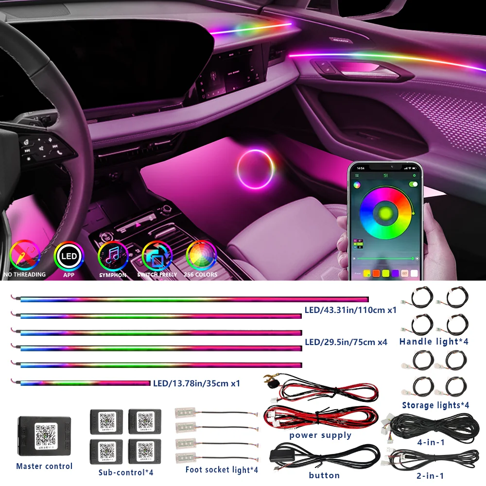 64 Color RGB Symphony Car Ambient Light Interior Acrylic Guide LED Strip Light Decoration
64 Color RGB Symphony Car Ambient Light Interior Acrylic Guide LED Strip Light Decoration