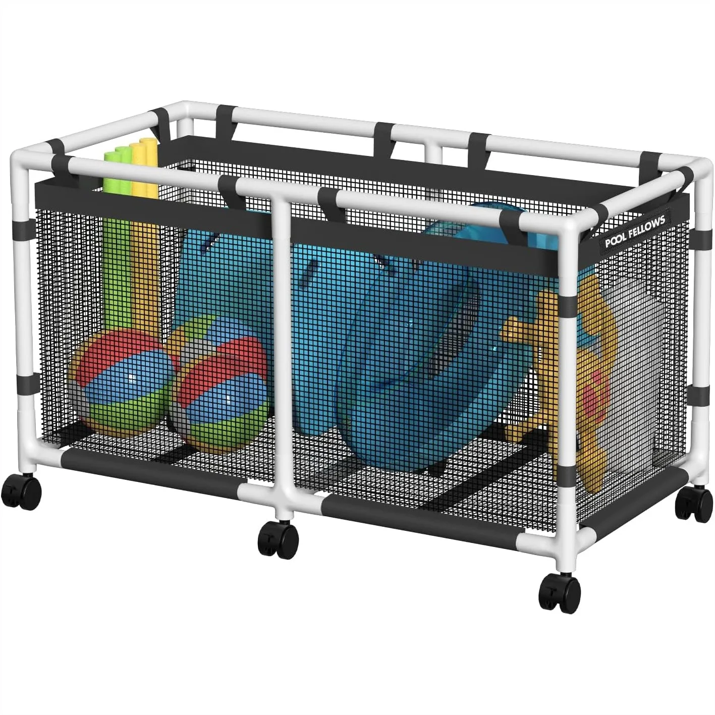 90 Gallon Pool Storage Bin for Noodles, Toys, Floats, Towels - Mesh Organizer with Wheels
90 Gallon Pool Storage Bin for Noodles, Toys, Floats, Towels - Mesh Organizer with Wheels