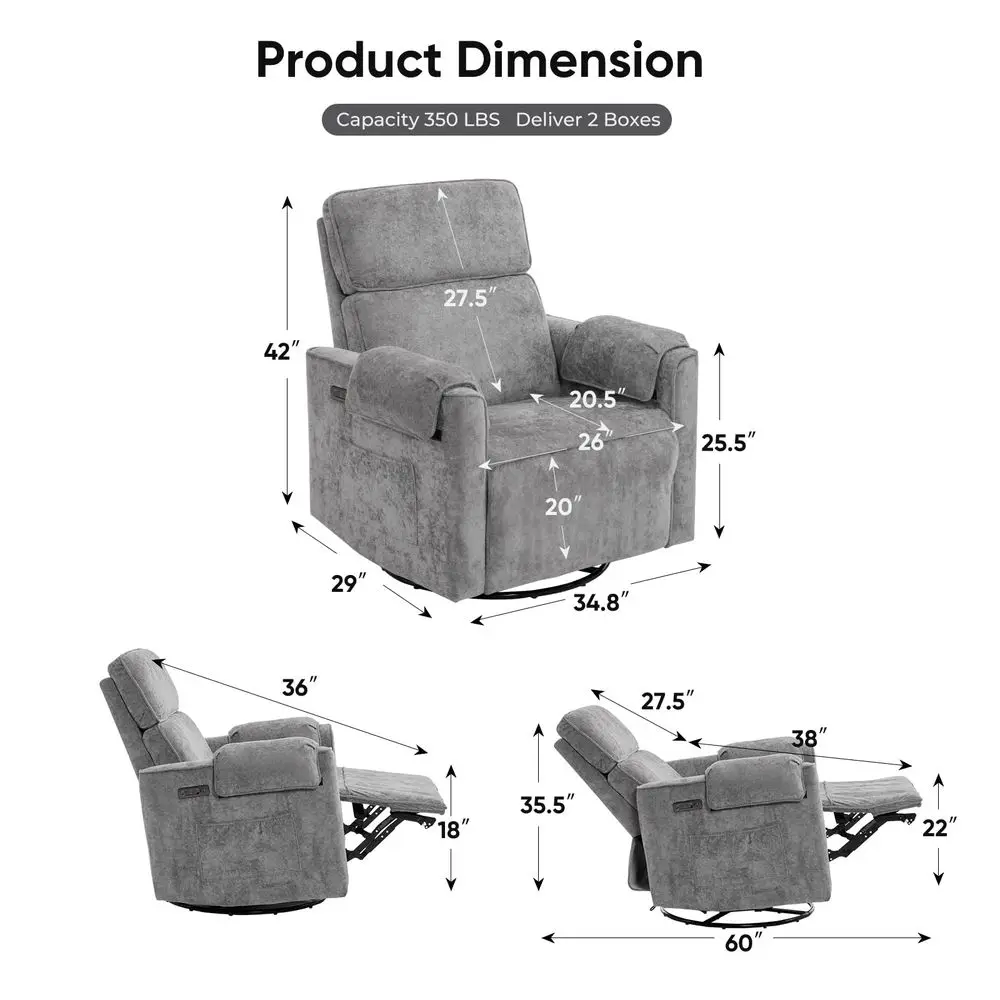 Power Recliner Chair, 26 Extra Wide Swivel Rocker Recliner with Adjustable Headrest, Chenille Glider Rocking Nursery Chair with
Power Recliner Chair, 26 Extra Wide Swivel Rocker Recliner with Adjustable Headrest, Chenille Glider Rocking Nursery Chair with